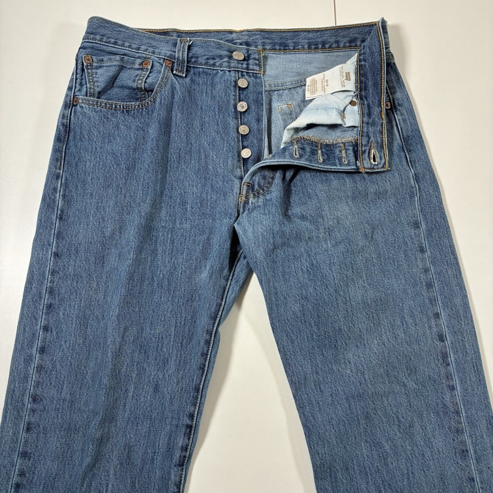 Y2K Levi's 501 Jeans 34x33 Blue Button Fly Denim Cowboy USA 90s (Tag 34x33)